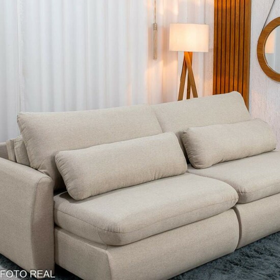 Sof� Retr�til Amaranto 2.30m Linho Bege Cru - Sem Caixa