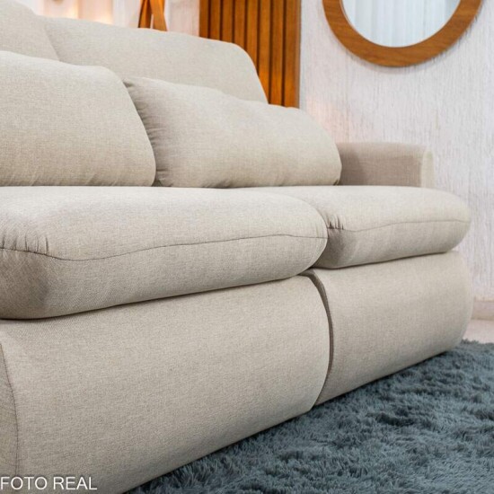 Sof� Retr�til Amaranto 2.30m Linho Bege Cru - Sem Caixa