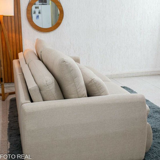 Sof� Retr�til Amaranto 2.30m Linho Bege Cru - Sem Caixa