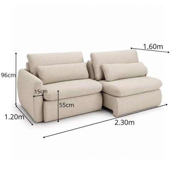 Sof� Retr�til Amaranto 2.30m Linho Bege Cru - Sem Caixa