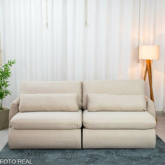 Sof� Retr�til Amaranto 2.30m Linho Bege Cru - Sem Caixa