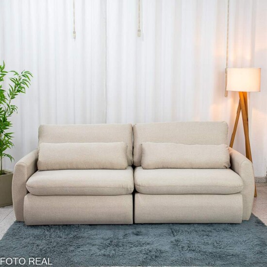 Sof� Retr�til Amaranto 2.30m Linho Bege Cru - Sem Caixa