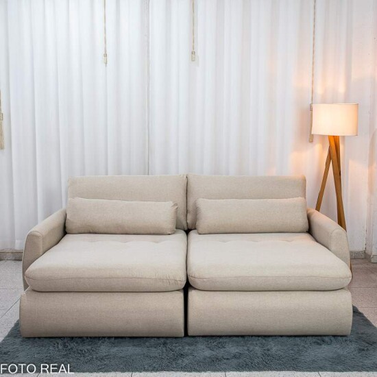Sof� Retr�til Amaranto 2.30m Linho Bege Cru - Sem Caixa