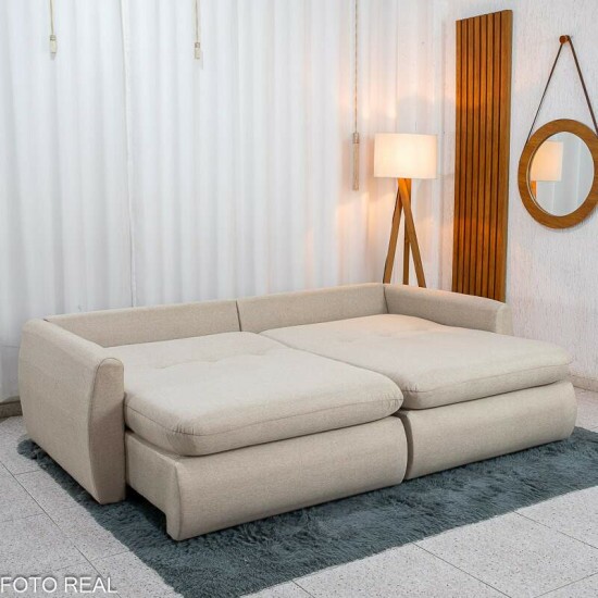 Sof� Retr�til Amaranto 2.30m Linho Bege Cru - Sem Caixa