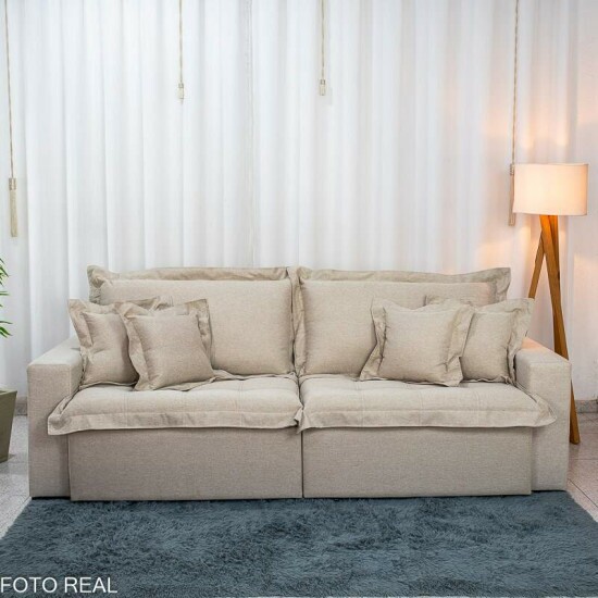 Sof� Retr�til Bolt 2.40m Linho Bege Cru 08 - Sem Caixa