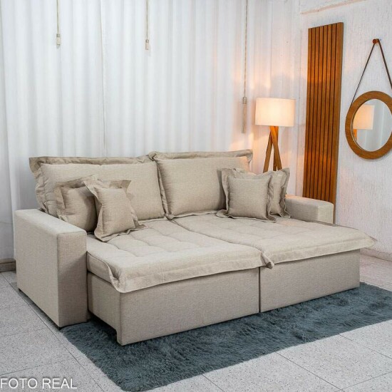 Sof� Retr�til Bolt 2.40m Linho Bege Cru 08 - Sem Caixa