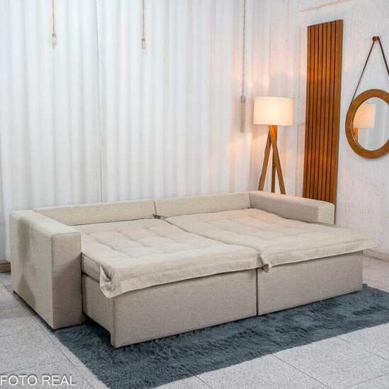 Sof� Retr�til Bolt 2.40m Linho Bege Cru 08 - Sem Caixa
