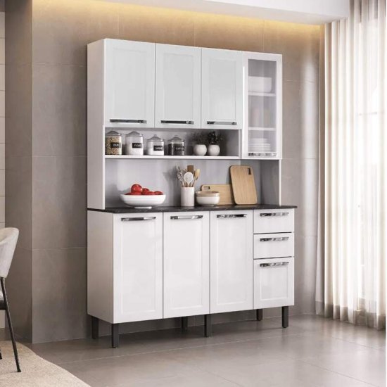 Kit de Cozinha em A�o 1,40m Floren�a Branco 8 Portas 2 Gavetas - Itatiaia