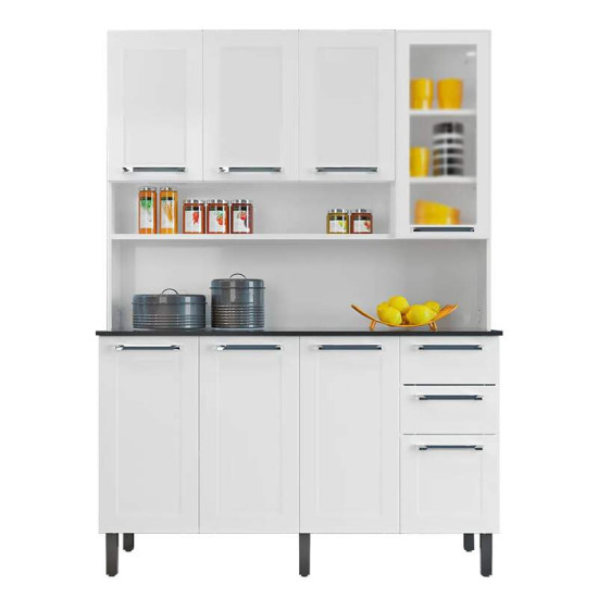 Kit de Cozinha em A�o 1,40m Floren�a Branco 8 Portas 2 Gavetas - Itatiaia