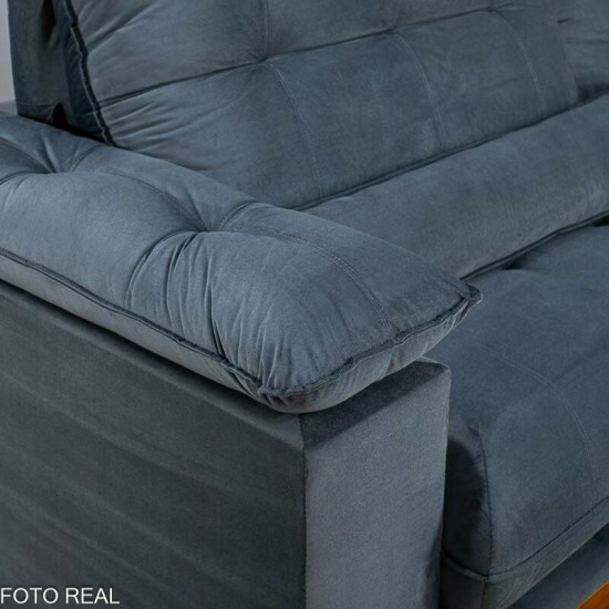Sof� Retr�til Reclin�vel Gran Master 2.30m Veludo Cinza - D33 e Molas Ensacadas