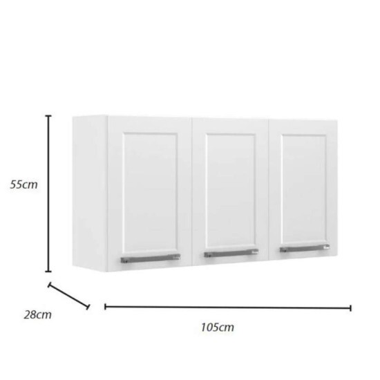 A�reo Floren�a em A�o Larg. 1.05m Branco 1839 3 Portas - Itatiaia