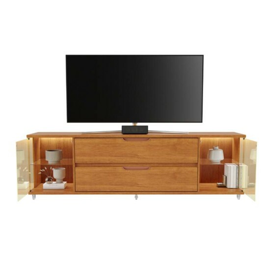 Rack �reon Larg. 1.82m Cinamomo 2 Portas Reflect C/LED 2 Gavetas Para TV\\\'s at� 70\\\'\\\' - JCM