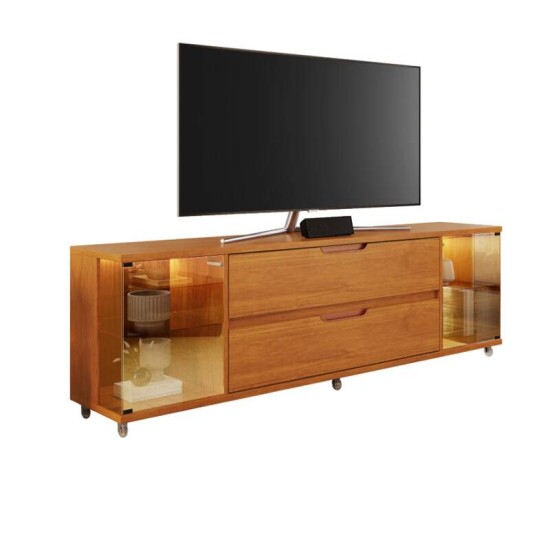 Rack �reon Larg. 1.82m Cinamomo 2 Portas Reflect C/LED 2 Gavetas Para TV\\\'s at� 70\\\'\\\' - JCM