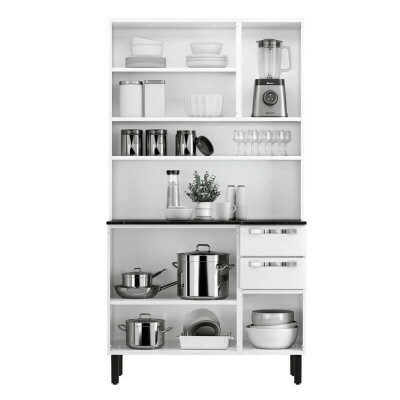 Kit Cozinha Pratika Larg. 1.05m Branco 1904 6 Portas 2 Gavetas em A�o - Itatiaia