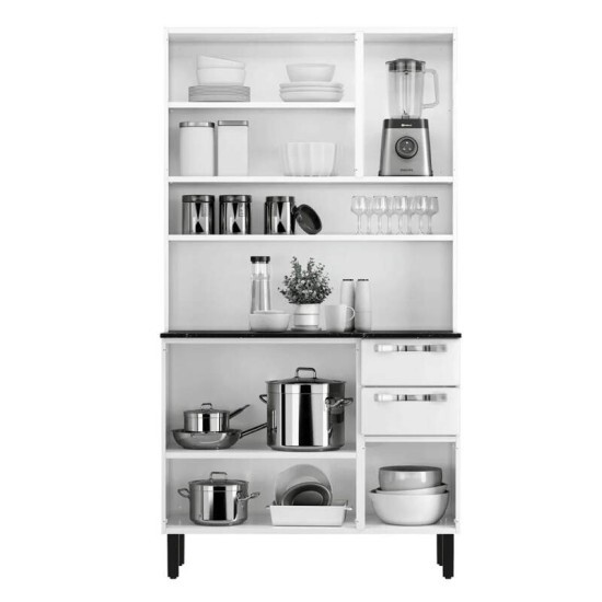 Kit Cozinha Pratika Larg. 1.05m Branco 1904 6 Portas 2 Gavetas em A�o - Itatiaia