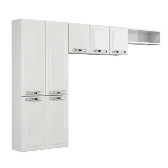 Cozinha Rose Branco 3 Pe�as Larg. 2.45m Paneleiro + A�reo + Nicho em A�o - Itatiaia