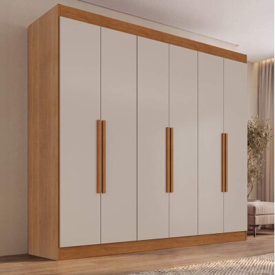Guarda-roupa Roma Larg. 1.77m Cinamomo/Off 6 Portas 2 Gavetas - Sall�to