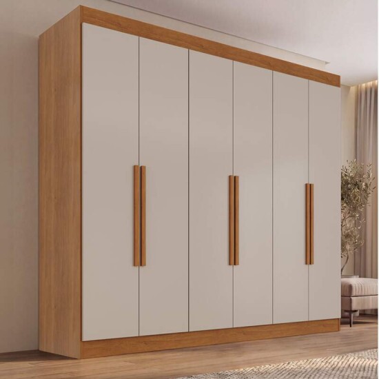 Guarda-roupa Roma Larg. 1.77m Cinamomo/Off 6 Portas 2 Gavetas - Sall�to