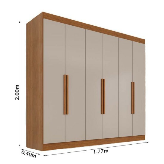 Guarda-roupa Roma Larg. 1.77m Cinamomo/Off 6 Portas 2 Gavetas - Sall�to