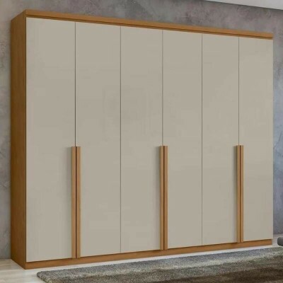 Guarda-roupa Alonzo 2.30m Am�ndoa/Off 6 Portas 2 Gavetas - Lopas