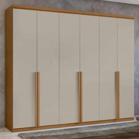 Guarda-roupa Casal 2,30m Alonzo Am�ndoa/Off 6 Portas 4 Gavetas - Lopas