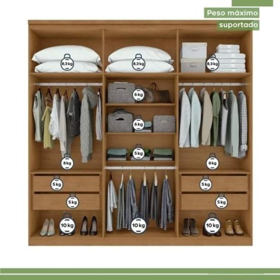 Guarda-roupa Casal 2,30m Alonzo Am�ndoa/Off 6 Portas 4 Gavetas - Lopas
