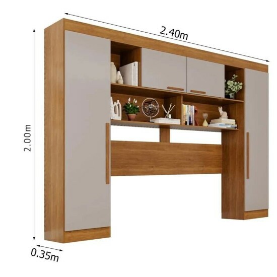 Modulado Apolo Premium + Modulado de Canto Fortaleza + Guarda-roupa Recife 6 Portas Cinamomo/Off - Sall�to