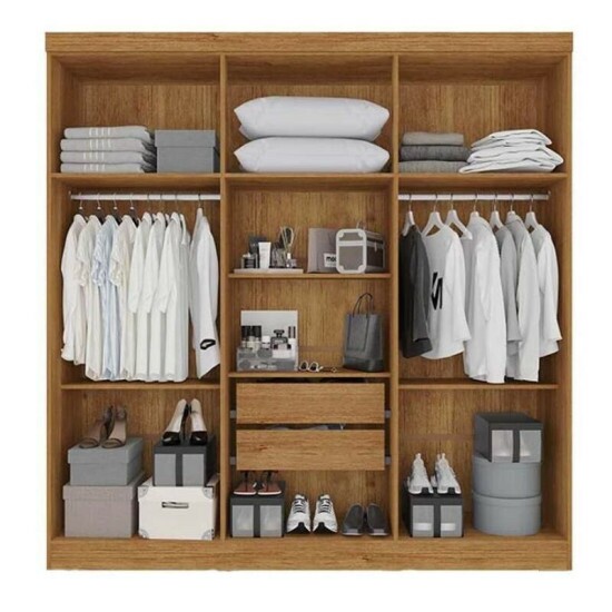 Modulado Apolo Premium + Modulado de Canto Fortaleza + Guarda-roupa Recife 6 Portas Cinamomo/Off - Sall�to