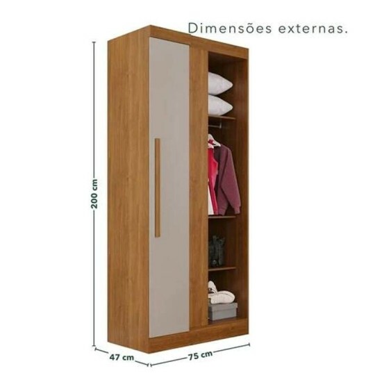 Modulado Apolo Premium + Modulado de Canto Fortaleza + Guarda-roupa Recife 6 Portas Cinamomo/Off - Sall�to