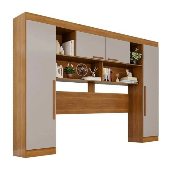 Modulado Apolo Premium + Modulado de Canto Fortaleza + Guarda-roupa Texas Premium 6 Portas Cinamomo/Off - Sall�to