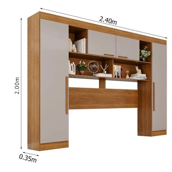 Modulado Apolo Premium + Modulado de Canto Fortaleza + Guarda-roupa Texas Premium 6 Portas Cinamomo/Off - Sall�to