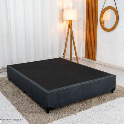 Base Box Casal Linh�o Grafite Blindada 138x188x35 cm - Elitebox