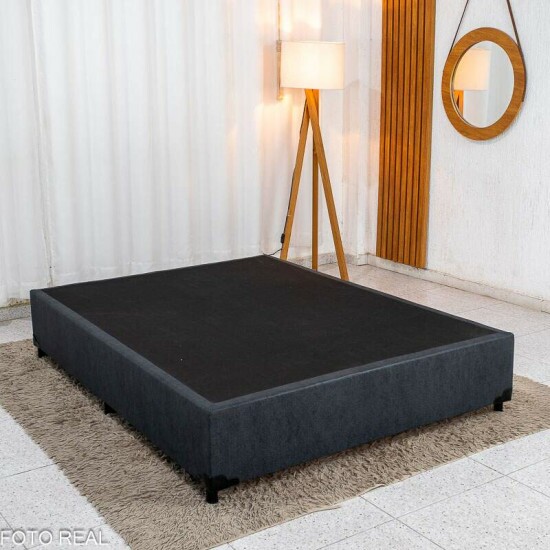 Base Box Casal Blindada Linh�o Grafite 138x188x35 cm - Elitebox