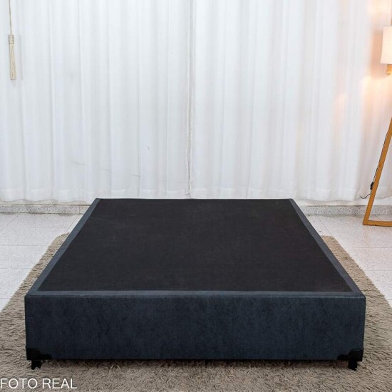 Base Box Casal Blindada Linh�o Grafite 138x188x35 cm - Elitebox