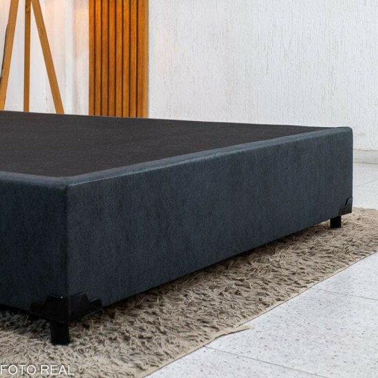 Base Box Casal Blindada Linh�o Grafite 138x188x35 cm - Elitebox