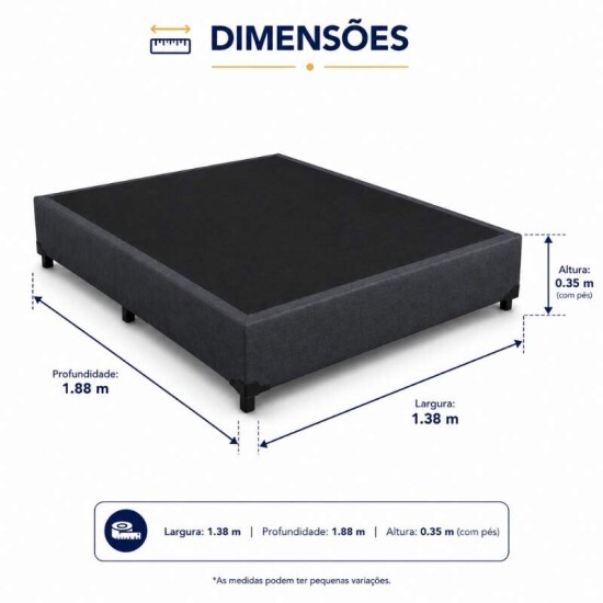 Base Box Casal Blindada Linh�o Grafite 138x188x35 cm - Elitebox