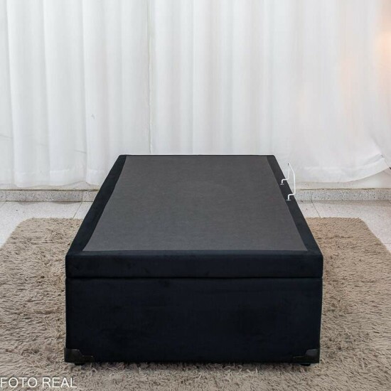 Base Box Ba� Solteiro Confort Sued Preto Blindado 88x188x45 - Issacar