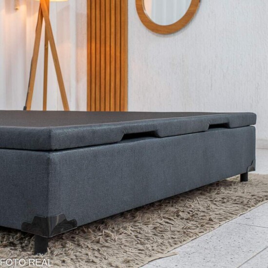 Base Box Ba� Casal Linh�o Grafite Blindado 138x188x35 cm - Elitebox