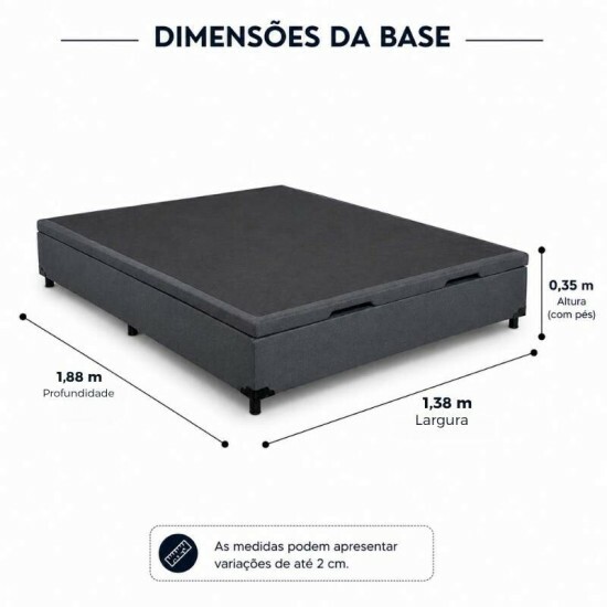 Base Box Ba� Casal Linh�o Grafite Blindado 138x188x35 cm - Elitebox