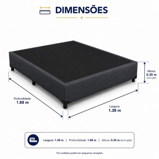 Colch�o Casal Molas Ensacadas BlueWave Tower Gazin + Base Box Casal Linh�o Grafite Blindado Elitebox - 138x188x69