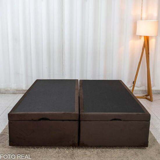 Base Box Ba� Queen Bipartido Confort Sued Marrom Blindado 158x198x45 cm - Issacar