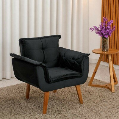 Poltrona Marlete Veludo Preto
