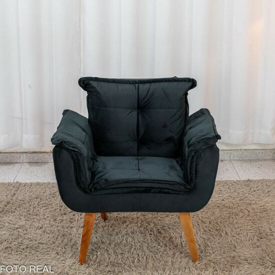 Poltrona Marlete Veludo Preto