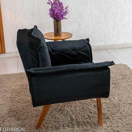 Poltrona Marlete Veludo Preto