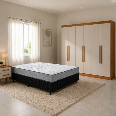 Guarda-roupa Roma 1.77m Cinamomo/Off 6 Portas 2 Gavetas Sall�to + Unibox Casal Supreme Ortop�dico 138x188x53 Gazin | Suporta at� 220kg