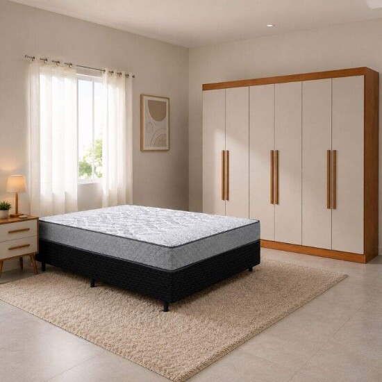 Guarda-roupa Roma 1.77m Cinamomo/Off 6 Portas 2 Gavetas Sall�to + Unibox Casal Supreme Ortop�dico 138x188x53 Gazin | Suporta at� 220kg