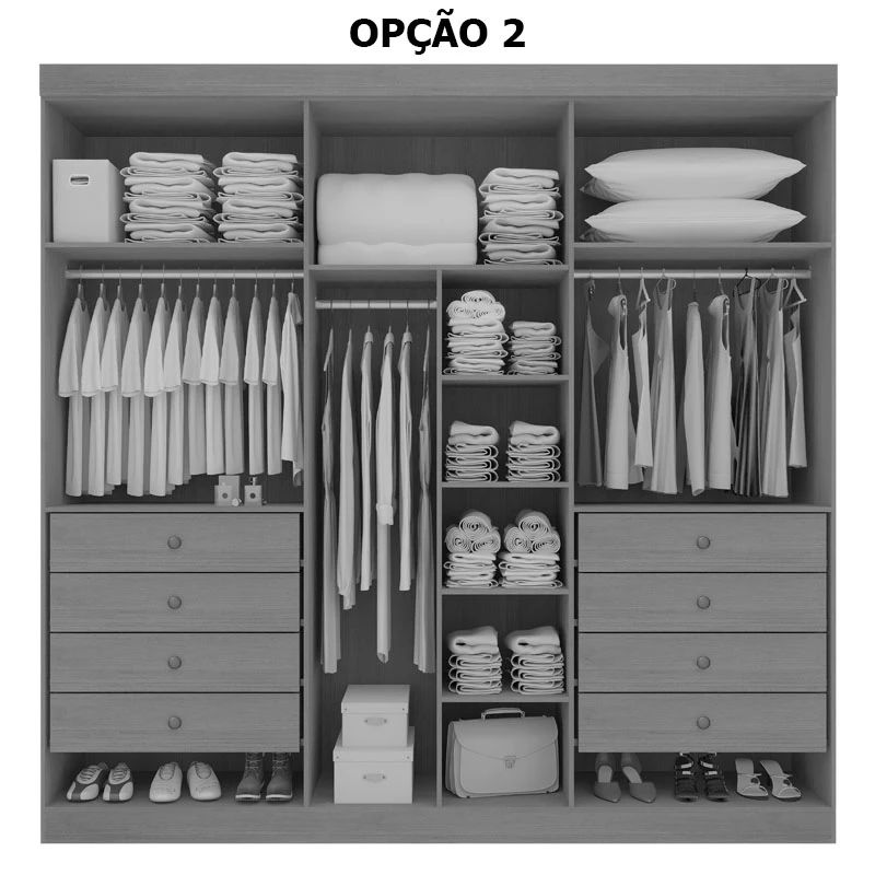 Guarda-roupa Milano 2.20m Castanho 6 Portas 8 Gavetas - D Doro