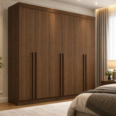 Guarda-roupa Casal 2,20m Milano Castanho 6 Portas 8 Gavetas 100% MDF - D Doro