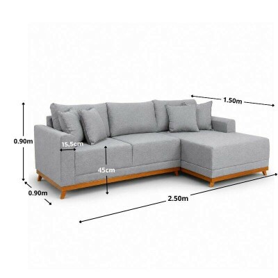 Sof� 3 Lugares C/ Chaise Arm�nia 2.50m Linho Cinza