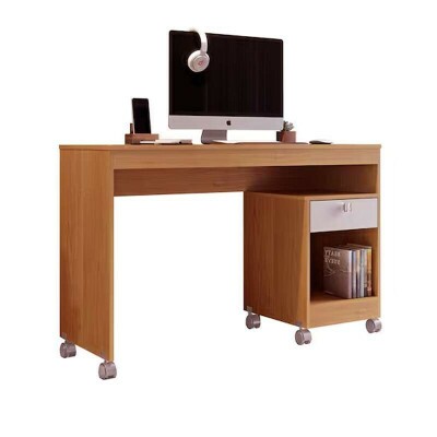 Escrivaninha Giga 1.20m Cinamomo/Off com P�s Rod�zio - Valdem�veis